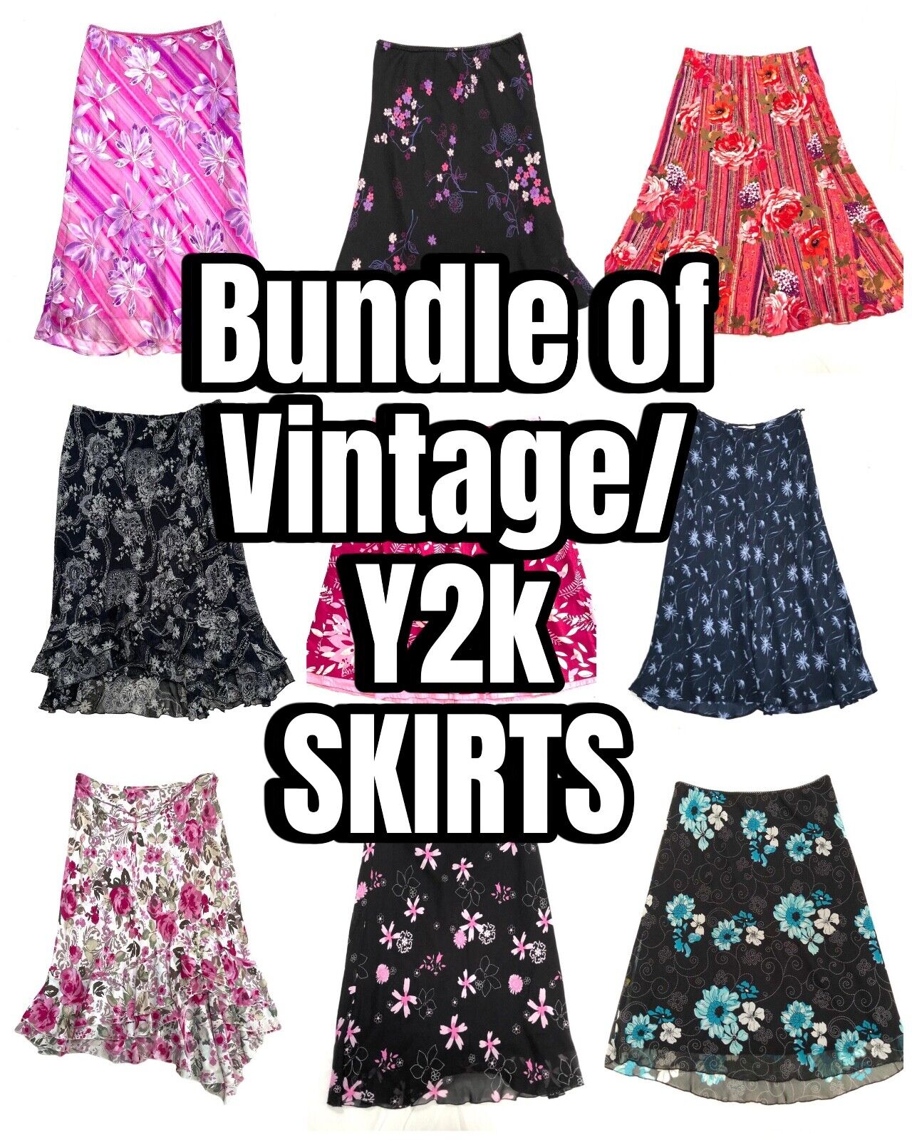 Wholesale Bundle of 20 Vintage/ Y2k Midi Skirts