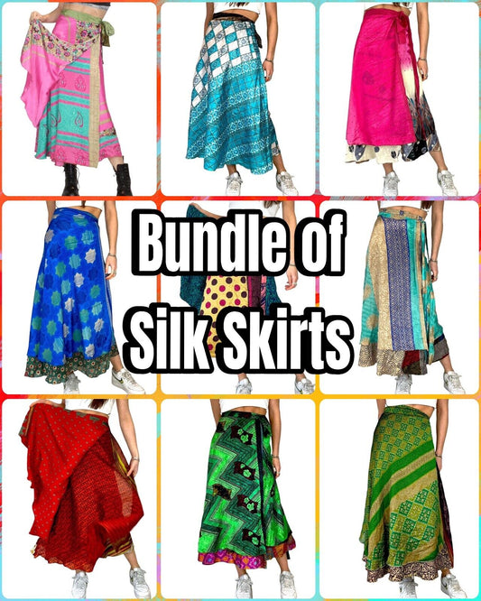 Wholesale Bundle of 20 x Sarong Silk Tie Wrap Skirts Bright Colourful Hippie One size